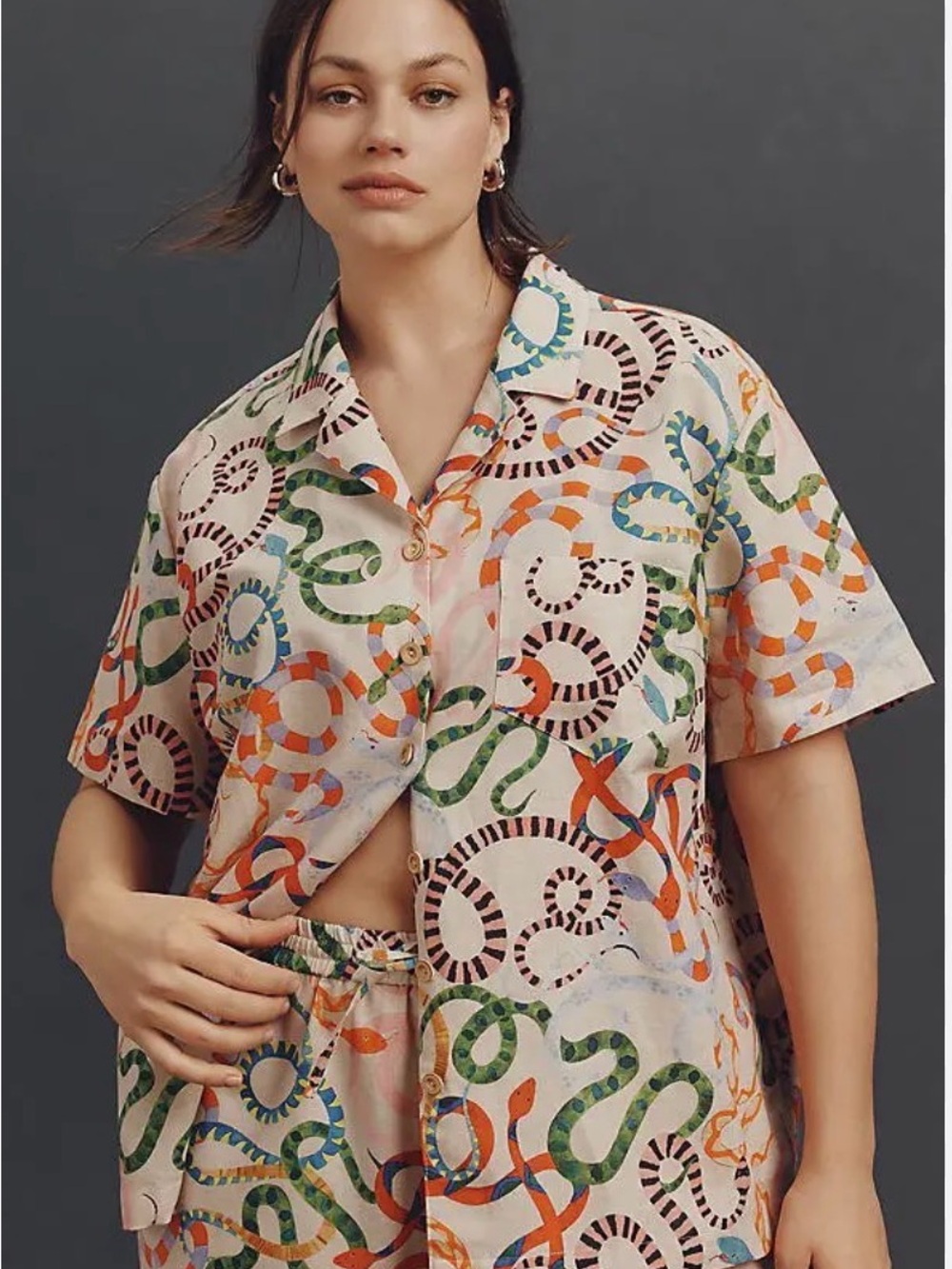 RARE-Rachel Antonoff Short-Sleeve Multicolor Snake Print Camp Shirt - Women's - Picture 2 of 5
